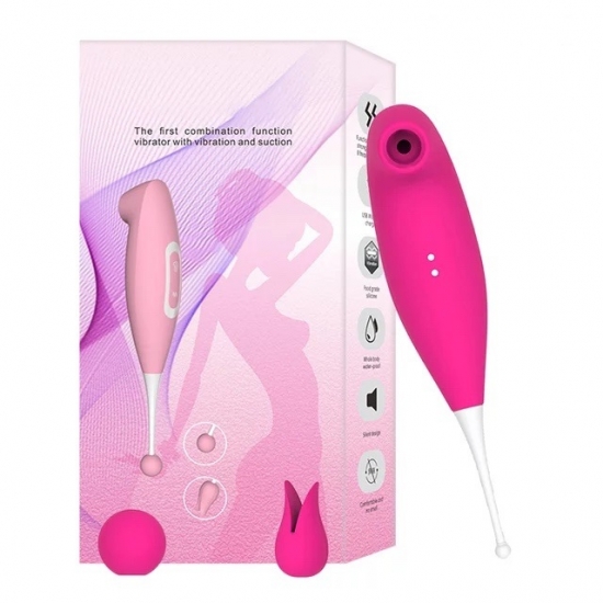 Универсальный вибро-волновой стимулятор Woodpecker малиновый