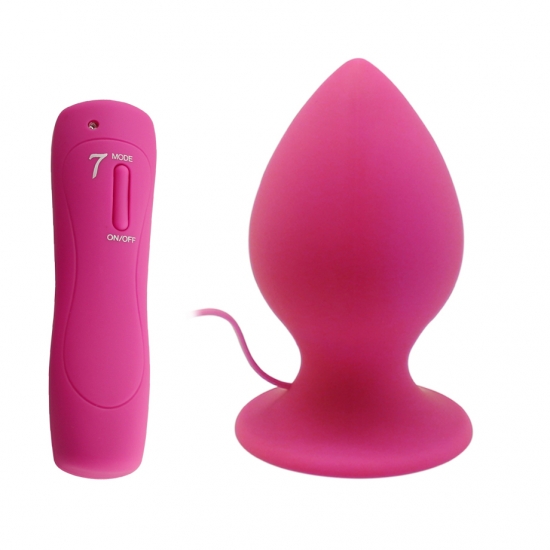 Анальная вибропробка «Mega Anal Plug», розовая, 13 см, Ø 7,2 см