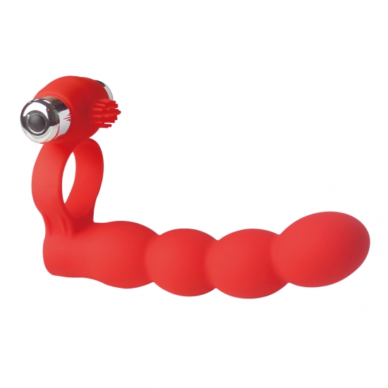 Насадка для двойного проникновения Trinity Fun - Lover's Beads, красная