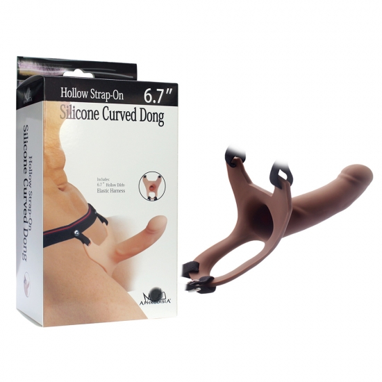 Реалистичный фаллопротез из силикона Silicone Curved Dong, мулат, 17 см, Ø 4 см