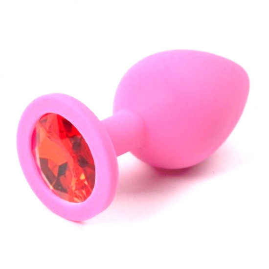 Розовая силиконовая пробка с рубиновым стразом, Ø 2,8 см