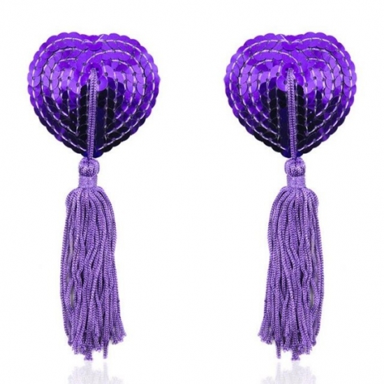 Фиолетовые пэстисы для груди с пайетками