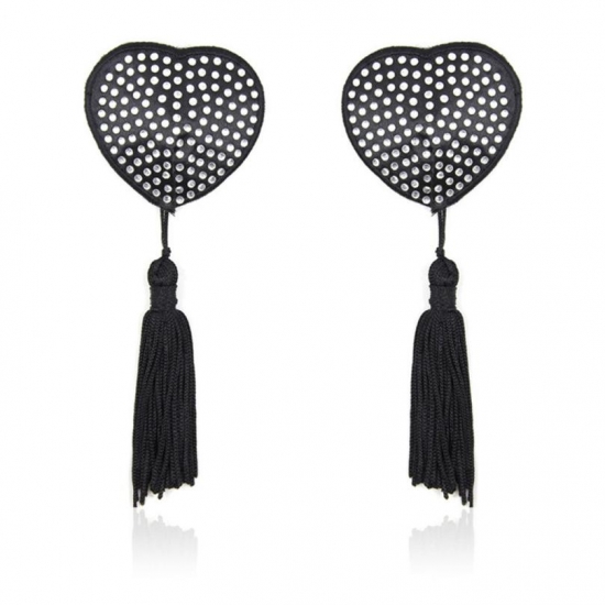 Черные пэстисы с прозрачными стразами и кисточками