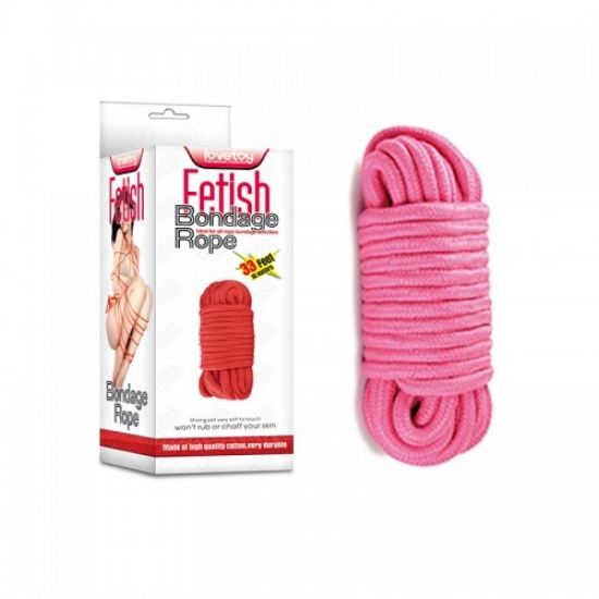 Розовая веревка для бондажа Fetish Bondage Rope 10 м