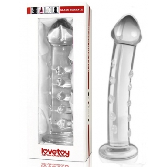 Фаллоимитатор из прозрачного стекла Glass Romance с пупырышками