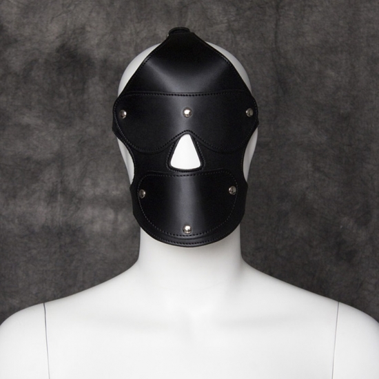 Черная маска с кляпом и с шторами на глаза и рот