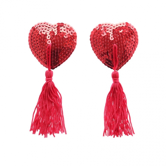 Красные пэстисы для груди с пайетками