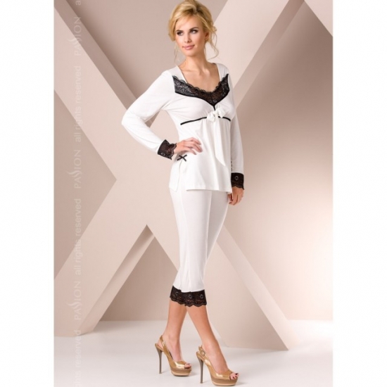 Белая ночная пижама с кружевом L