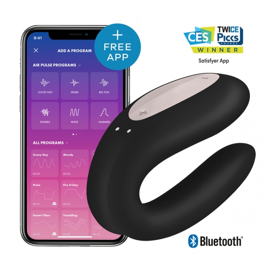 Вибратор для пар Satisfyer Double Joy с управлением через приложение, черный