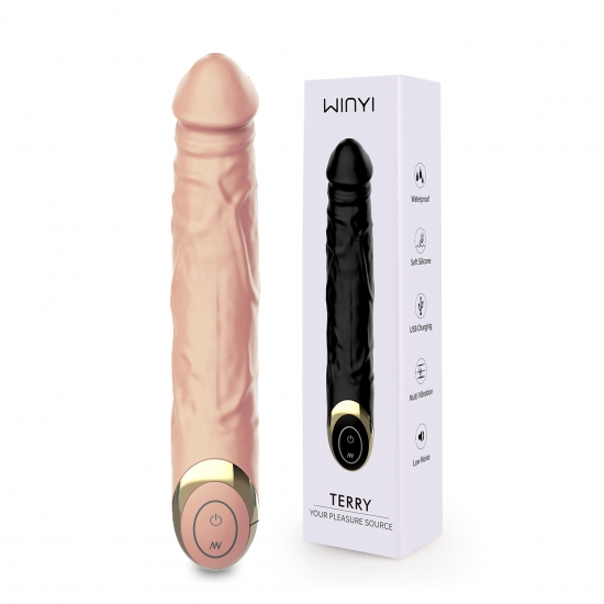 Перезаряжаемый вибратор WINYI «TERRY», телесный, 21,6 см, Ø 3,1 см