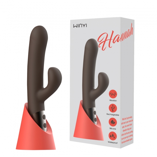 Вибратор-кролик WINYI «HANNAH», кофейный, 25 см, Ø 3,5 см