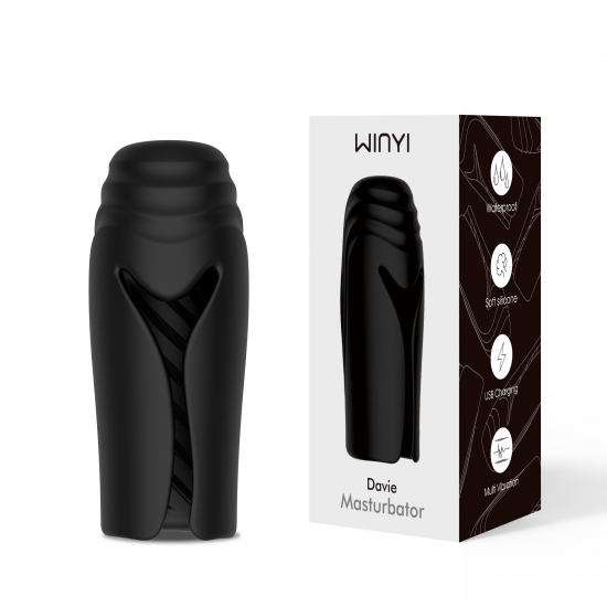 Мастурбатор с вибрацией WINYI «DAVIE», черный, 14 см, Ø 5,6 см